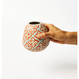 Jones & Co Pollen Vase in blue paisley design, featuring a decorative ceramic vase with vibrant patterns and a glossy finish.