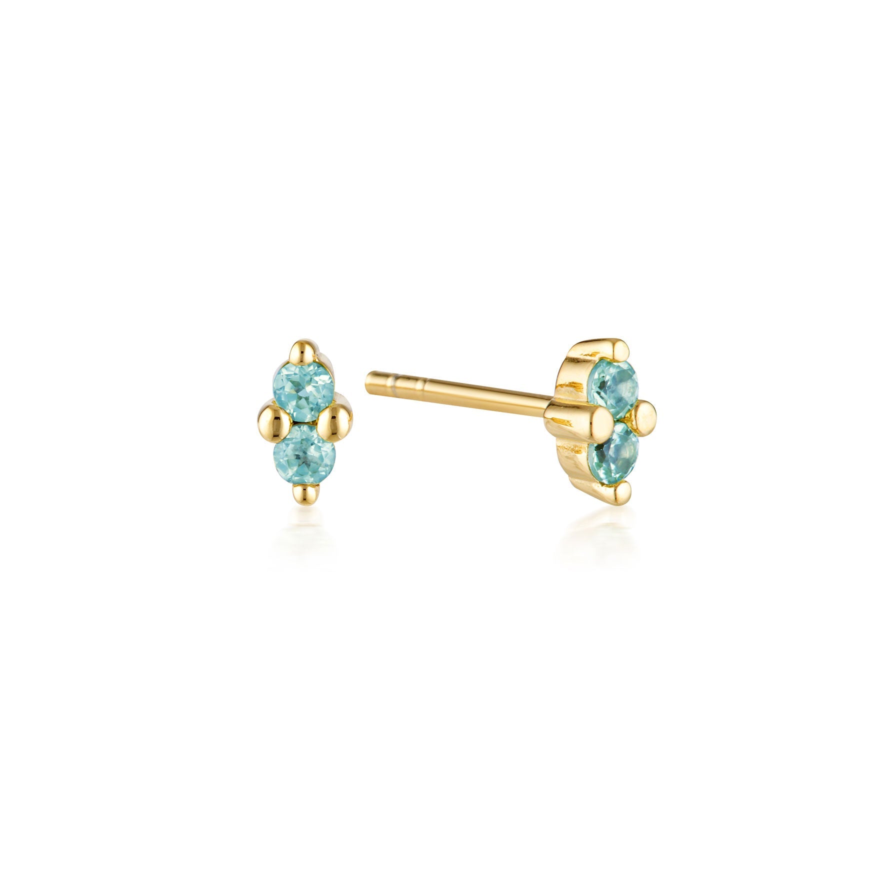 Linda Tahija Birthstone Stud Earrings in Gold, December - Blue Topaz