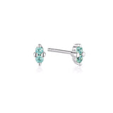 Linda Tahija Birthstone Stud Earrings in Silver, December - Blue Topaz