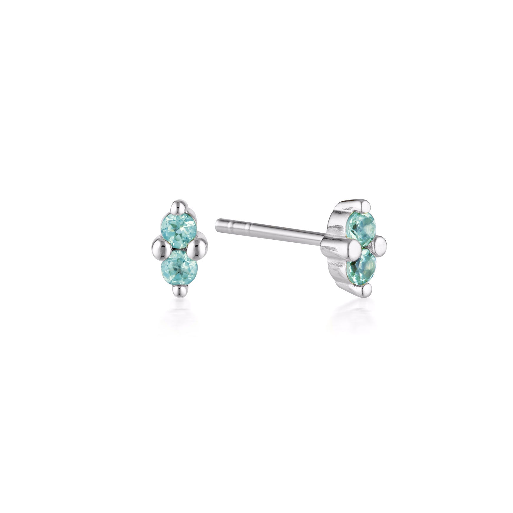 Linda Tahija Birthstone Stud Earrings in Silver, December - Blue Topaz