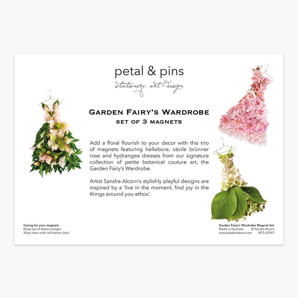Garden Fairy's Wardrobe Spring Flowers | Set Of 3 Magnets, , petal & pins - Say It Sister
