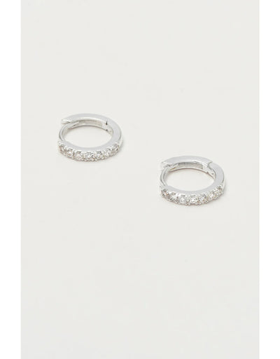 Estella Bartlett - Silver Hoop Earrings with White CZ, Earrings, Estella Bartlett - Say It Sister