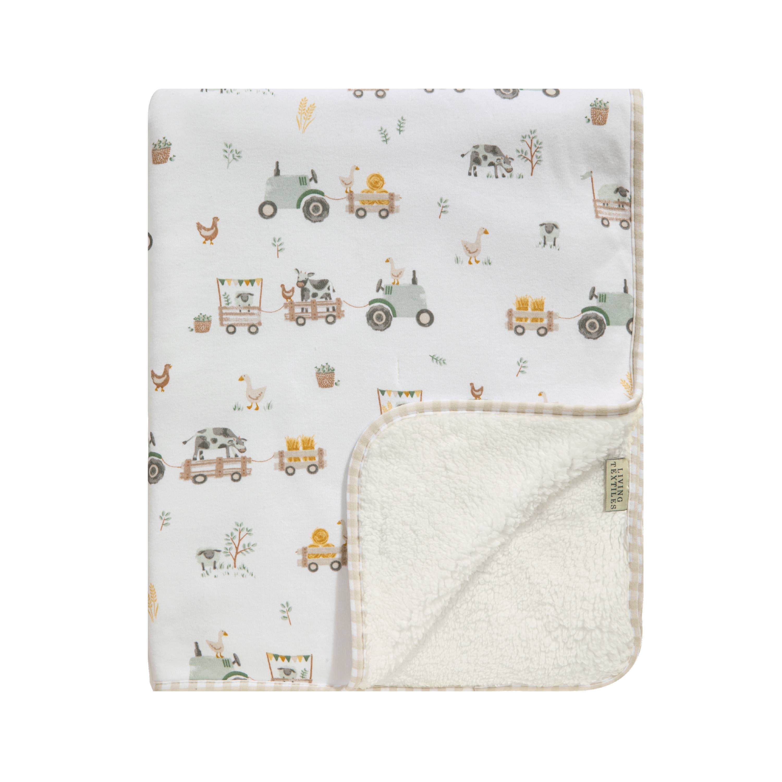 Jersey Sherpa Blanket - Tractor Ride, , Living Textiles - Say It Sister
