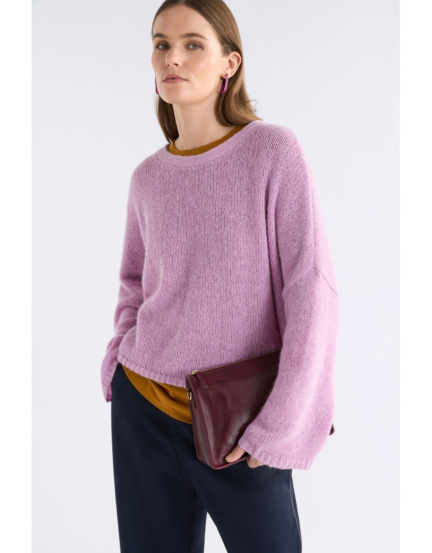 ELK The Label Agna sweater in violet marle, a cozy knitwear piece with a soft, textured fabric and relaxed fit.