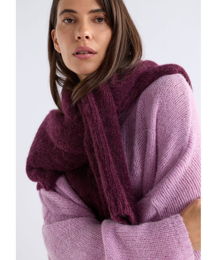 ELK The Label Agna Sweater in Violet Marle, a cozy knitwear piece with a textured pattern and relaxed fit.