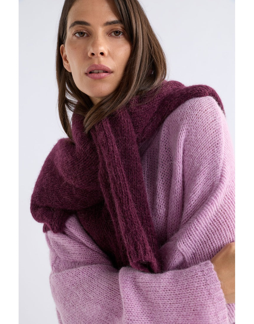 ELK The Label Agna Sweater in Violet Marle, a cozy knitwear piece with a textured pattern and relaxed fit.