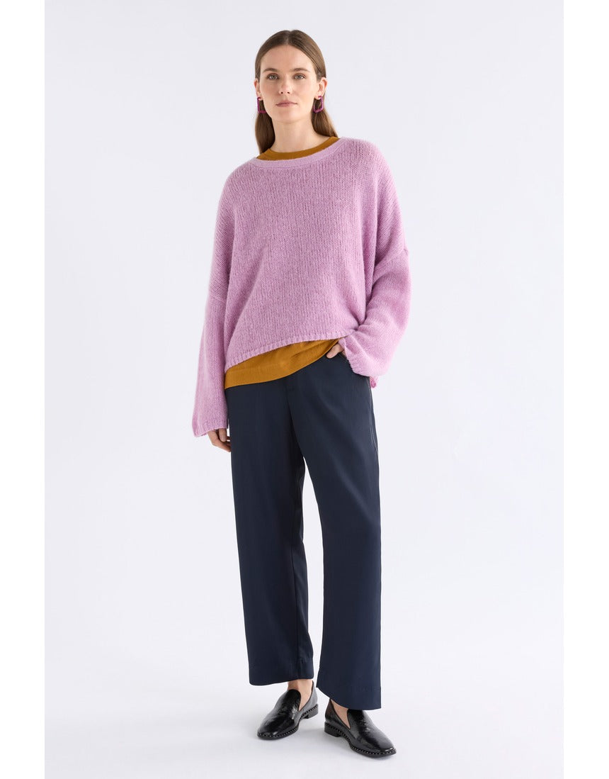 ELK The Label Agna Sweater in Violet Marle, a cozy knitwear piece featuring a soft, marled violet pattern and classic fit.