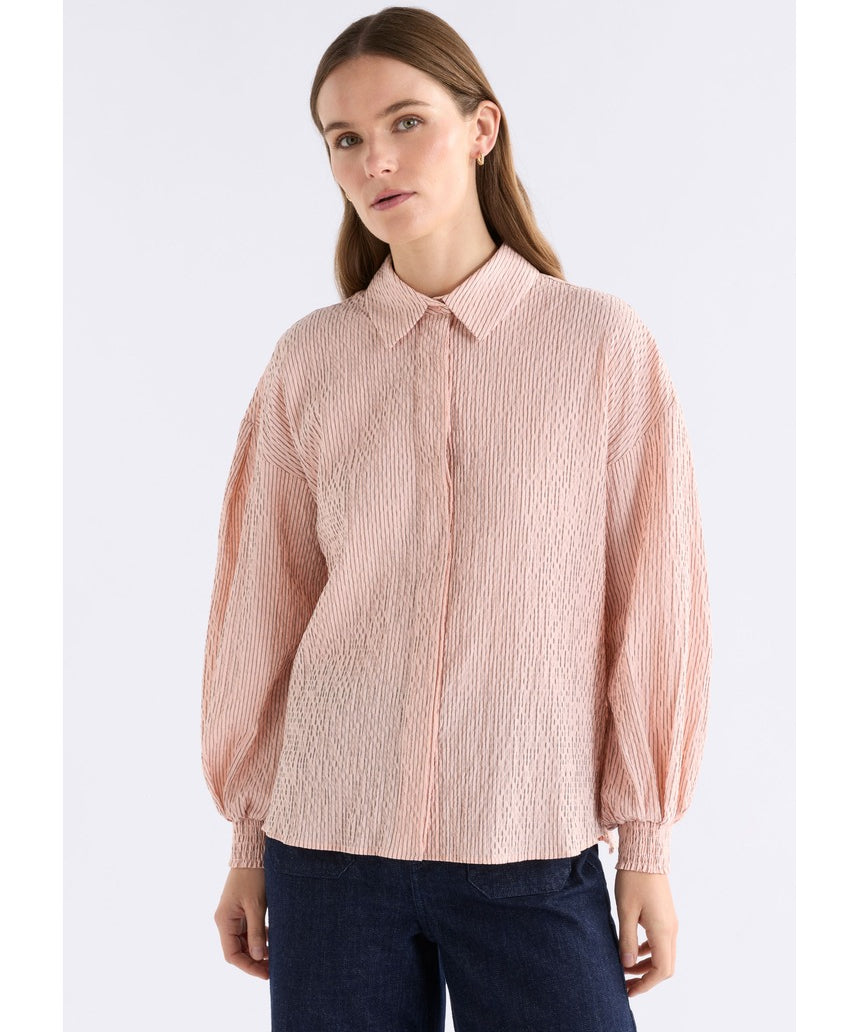 Pink ELK The Label Erden Shirt, a stylish women's top with a relaxed fit and soft fabric, perfect for casual wear.