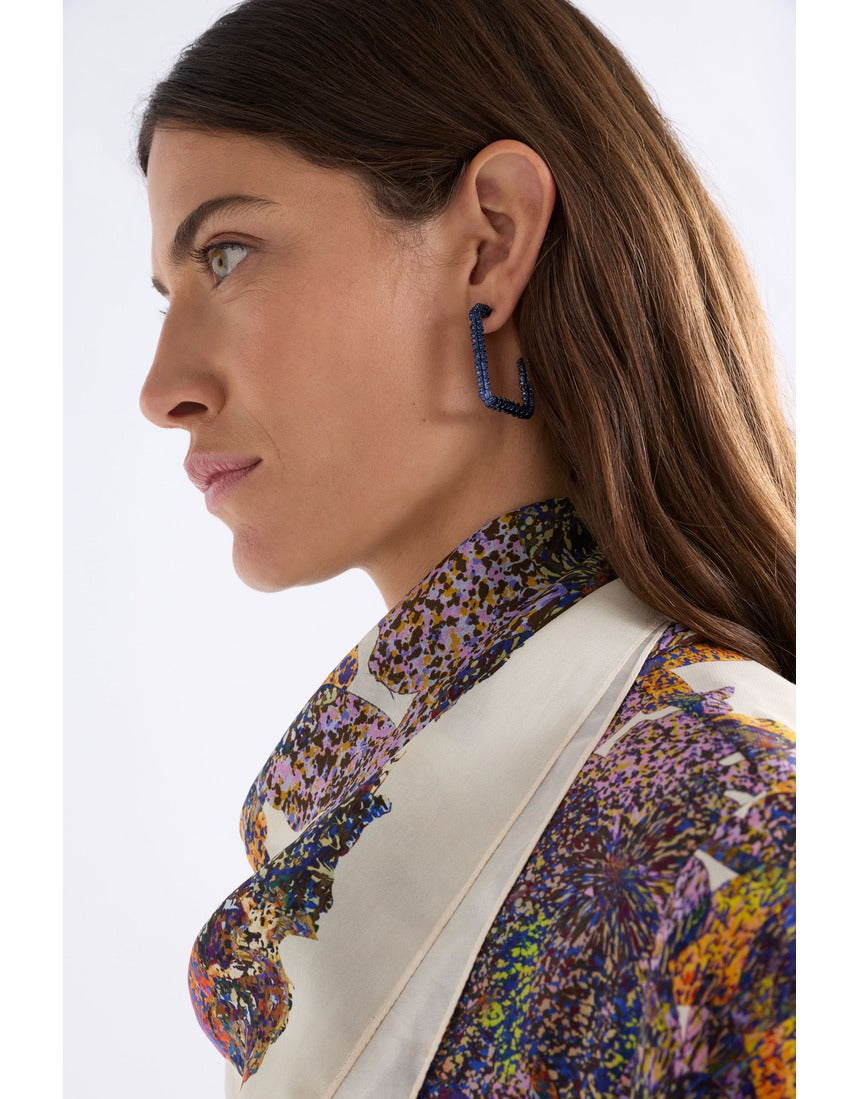 Navy large hoop earrings from ELK The Label's Hiva collection, featuring sleek metal design and modern style.
