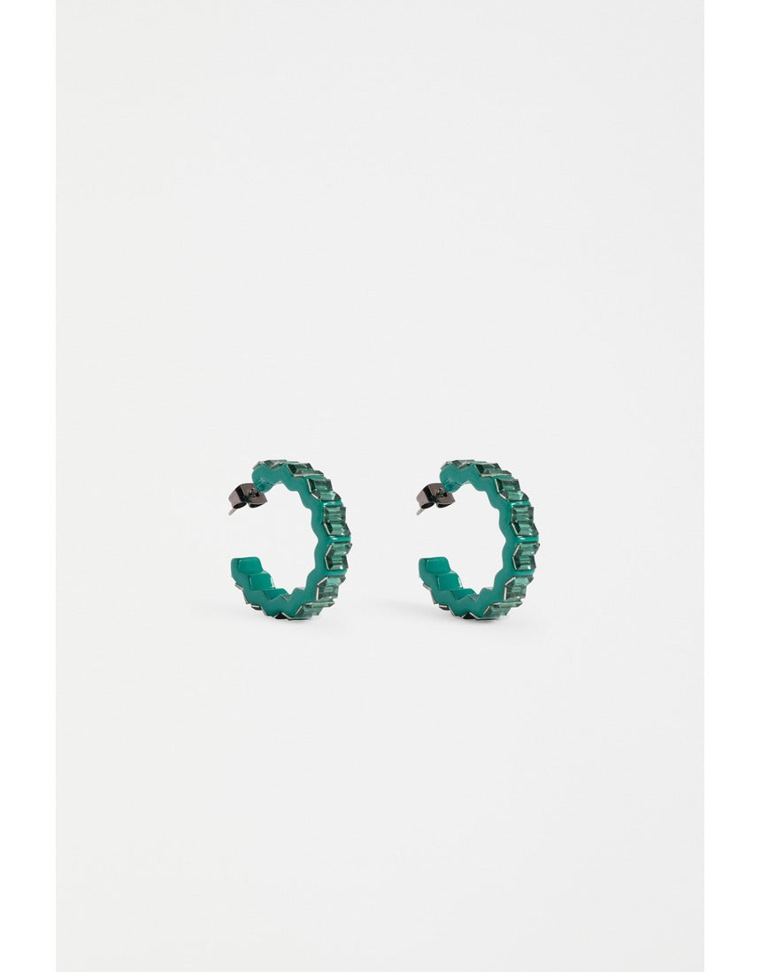 Teal ELK The Label Jolle Hoop Earring with a sleek, circular design and gold-tone accents on a white background.