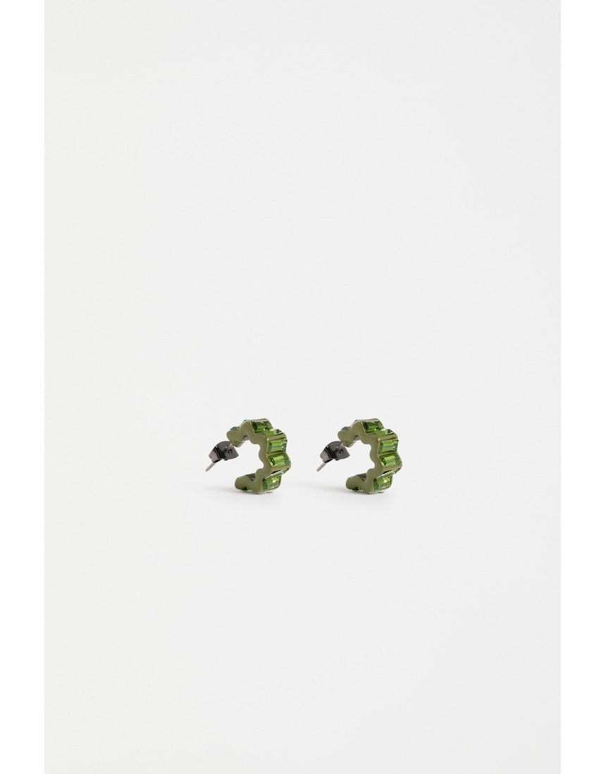 ELK The Label Jolle Mini Hoop Earring in Artichoke green, featuring a small, stylish hoop design for everyday wear.