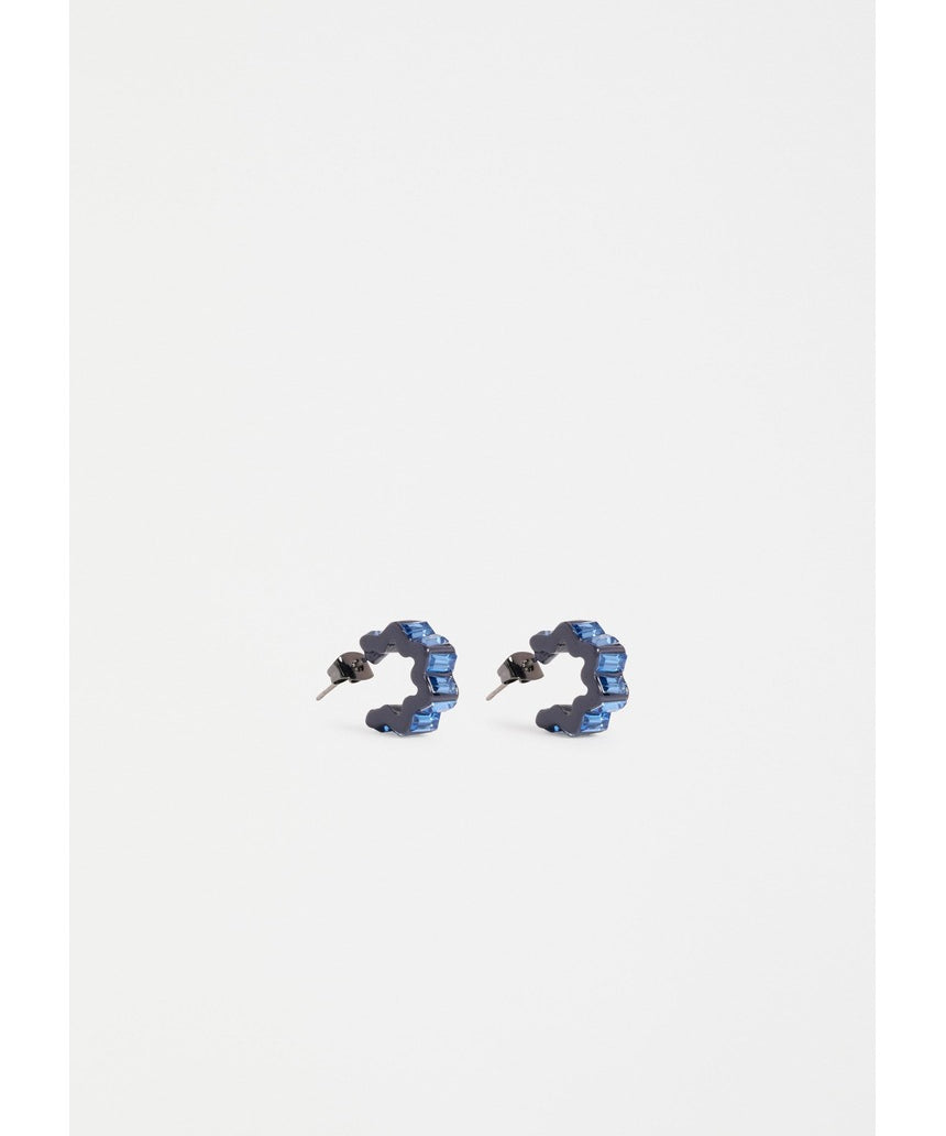 ELK The Label Jolle Mini Hoop Earring in Midnight featuring a small, sleek silver hoop with a polished finish.