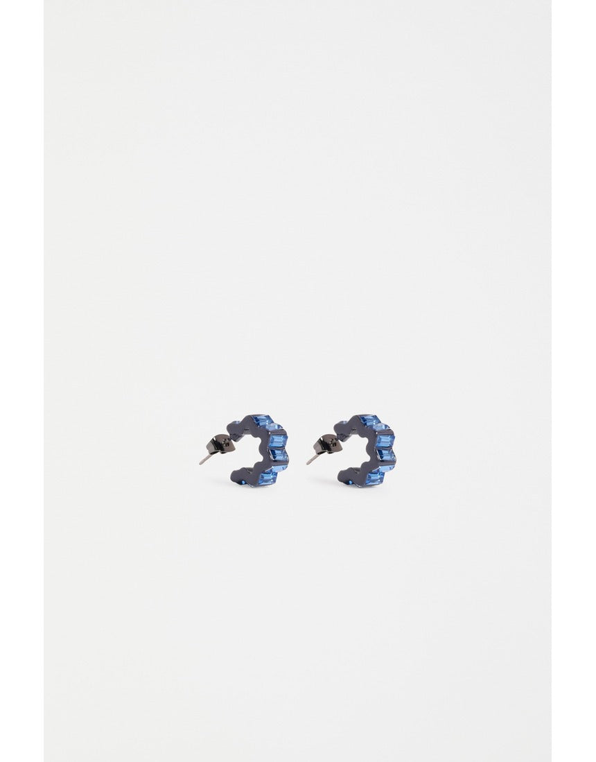 ELK The Label Jolle Mini Hoop Earring in Midnight featuring a small, sleek silver hoop with a polished finish.