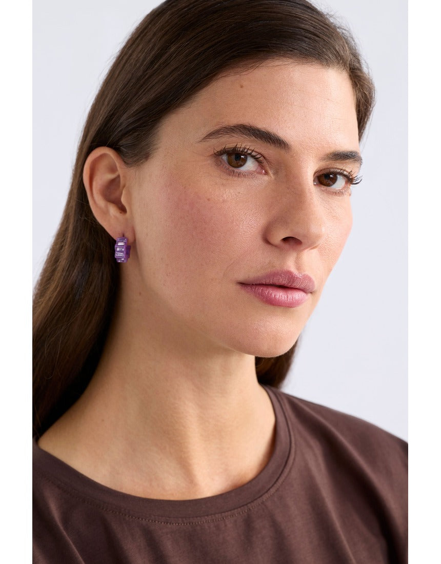 ELK The Label Jolle Mini Hoop Earring in midnight color, showcasing a small, sleek hoop design with a polished finish.