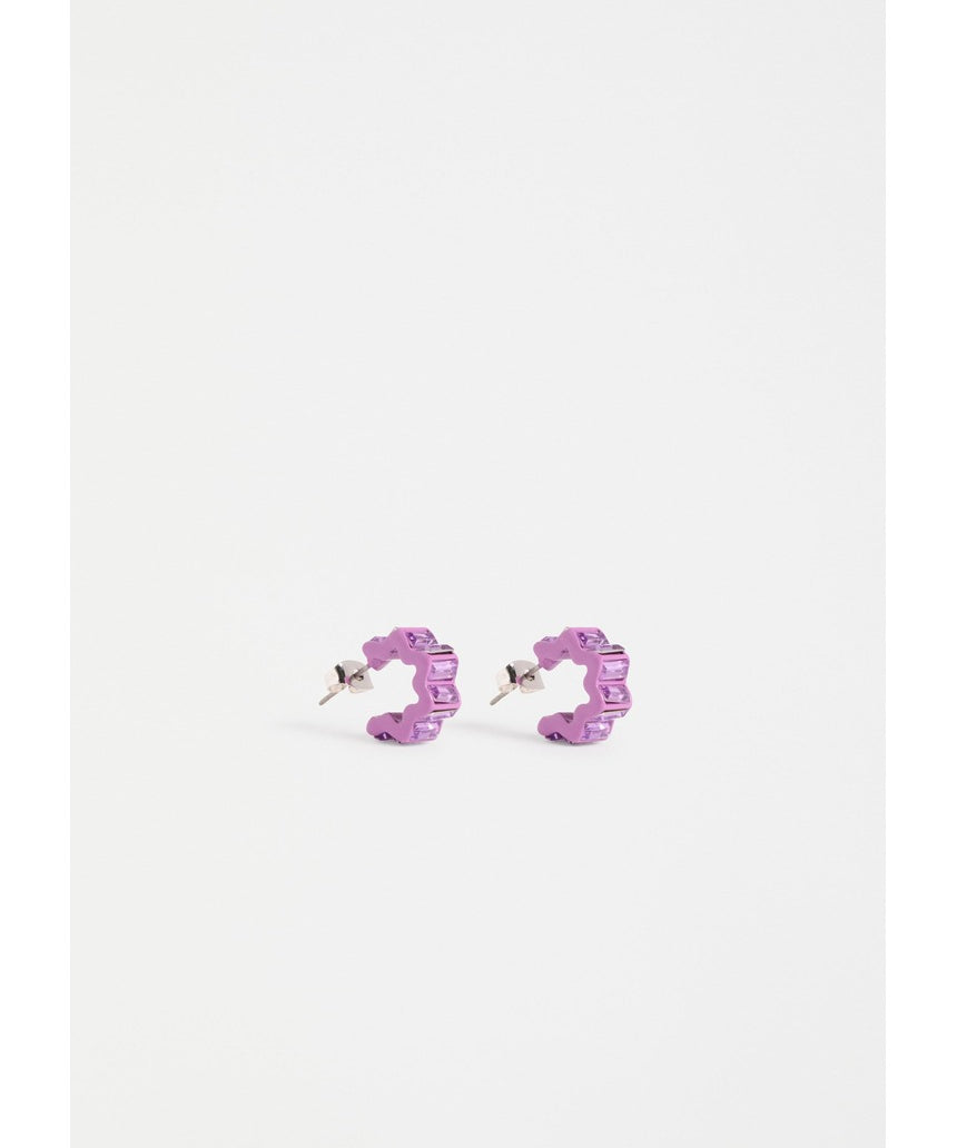Violet Elk Jolle Mini Hoop Earring by ELK The Label, small gold hoop with violet hue, stylish and delicate jewelry accessory.