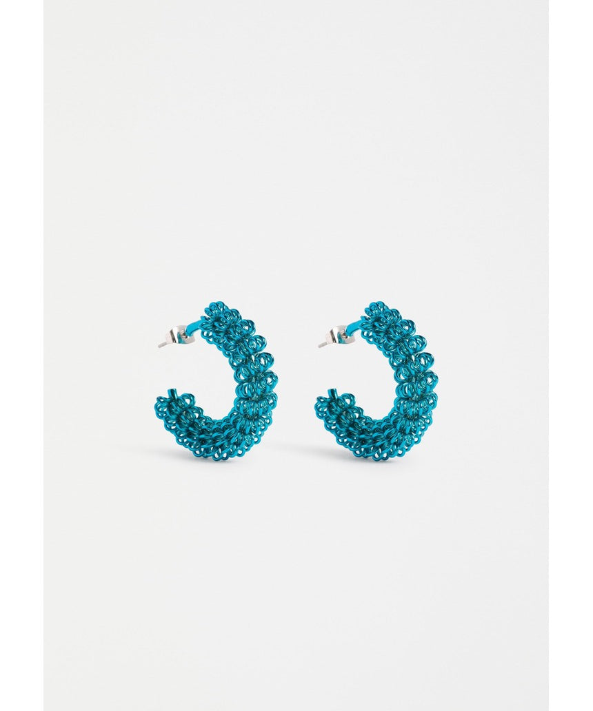 ELK The Label Klippan hoop earring in dark teal, featuring a sleek, circular design with a modern, minimalist style.