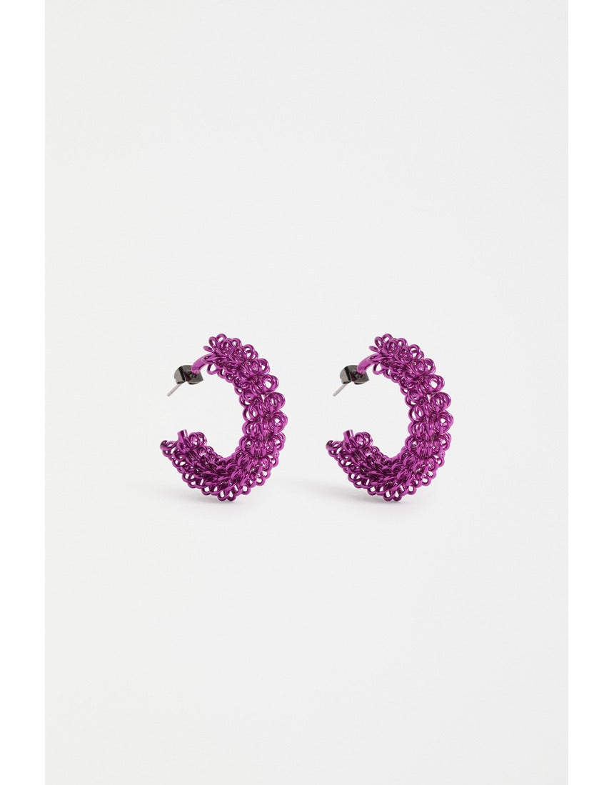 Fuchsia ELK The Label Klippan hoop earrings with a bold, rounded design, crafted for stylish, everyday wear.