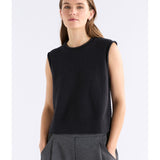 Black Elk Naya Knit Vest from ELK The Label, featuring a textured knit design and sleeveless style for a cozy layered look.