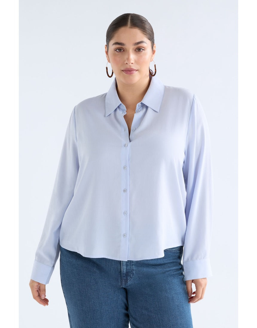 ELK The Label Tettu Shirt in pale blue, a casual long-sleeve top with a relaxed fit and soft fabric.