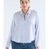 ELK The Label Tettu Shirt in pale blue, a casual long-sleeve top with a relaxed fit and soft fabric.