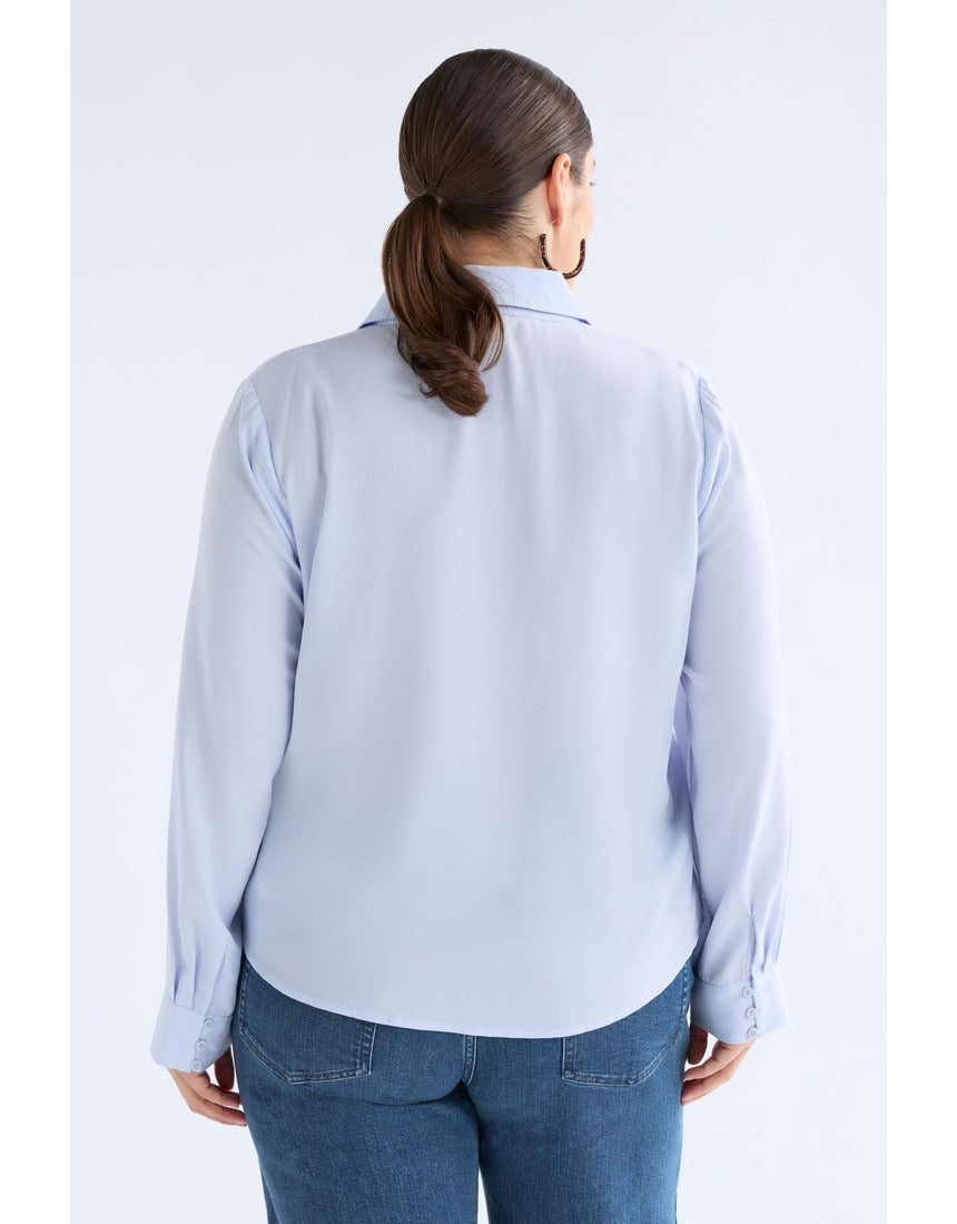 ELK The Label Tettu Shirt in pale blue, a stylish women's top with a relaxed fit and soft fabric, perfect for casual wear.