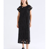 Black Elk Varr Burnout Dress by ELK The Label, featuring a stylish burnout fabric and elegant fit for versatile wear.