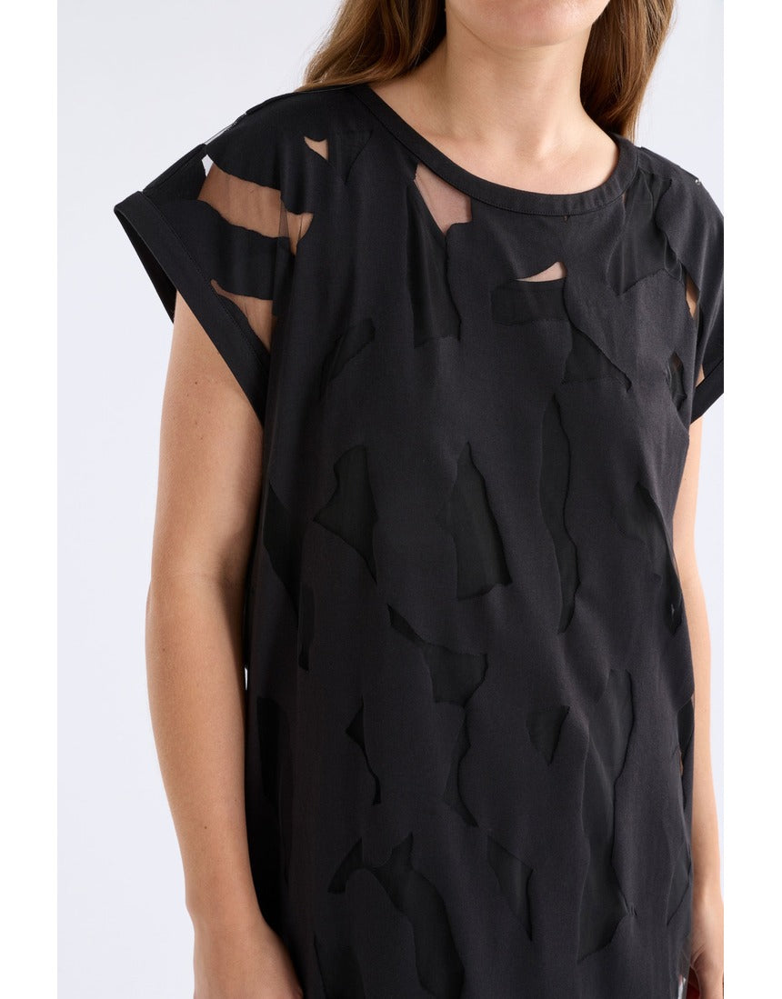 Black Elk Varr Burnout Dress from ELK The Label, featuring a stylish burnout fabric with a flowy silhouette.