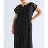 Black Varr Burnout Dress by ELK The Label, featuring a stylish, flowy design with intricate burnout fabric details.