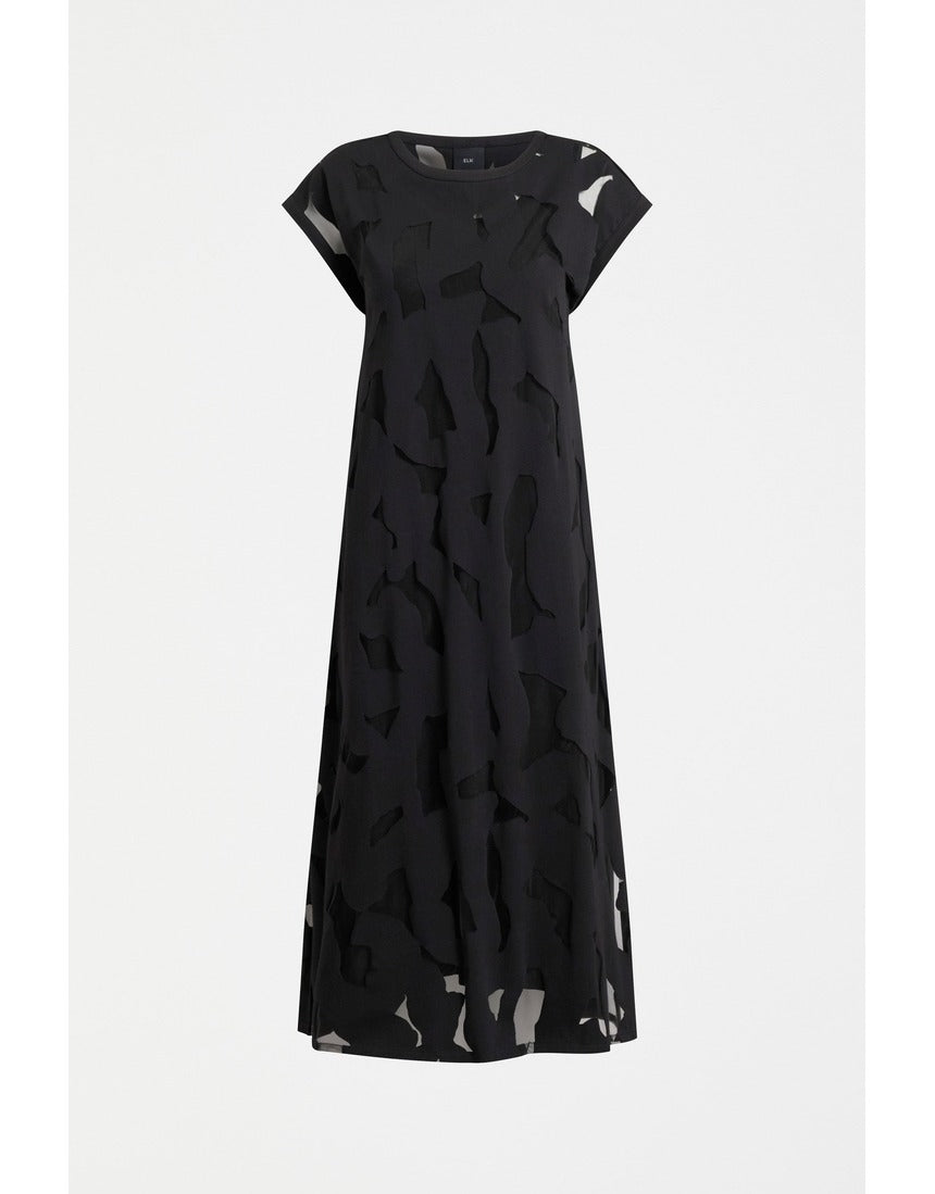 Black Elk Varr Burnout Dress by ELK The Label, featuring a stylish burnout fabric and elegant design.