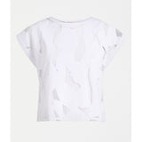 White Elk Varr Burnout Top from ELK The Label, showing a stylish, lightweight burnout fabric with a relaxed fit.