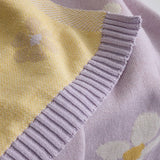 Pram Knitted Blanket - Lilac Daisy Dreams, , Living Textiles - Say It Sister