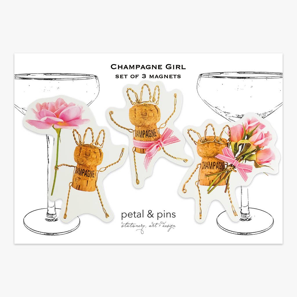Champagne Girl | Set Of 3 Magnets, , petal & pins - Say It Sister