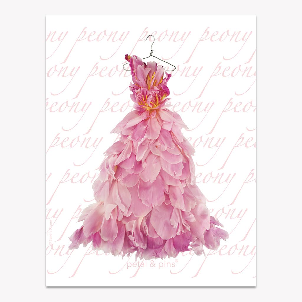 Floral Pure Linen Tea Towel - Pink Peony Design, , petal & pins - Say It Sister