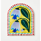 Jones & Co Bloom Nouveau Yellow Arch wall decor featuring a vibrant yellow floral design on a decorative wall piece.