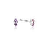 Linda Tahija Birthstone Stud Earrings in Silver, February - Amethyst