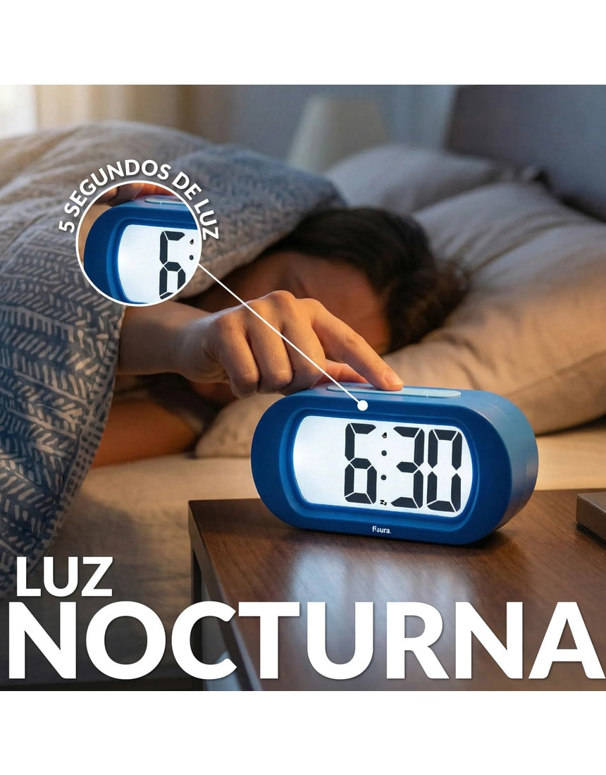 Blue Fisura Gummy Alarm Clock with colorful gummy candy design, digital display, and modern clock features.