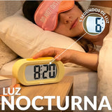 Yellow Fisura Gummy Alarm Clock with playful gummy bear design, featuring digital display and snooze button.