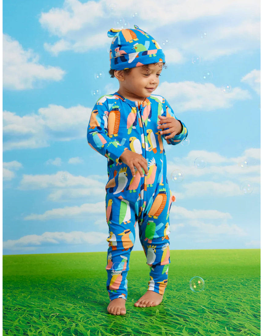 Halcyon Nights - Flamin' Galahs Blue Long Sleeve Zip Suit, baby, Halcyon Nights - Say It Sister