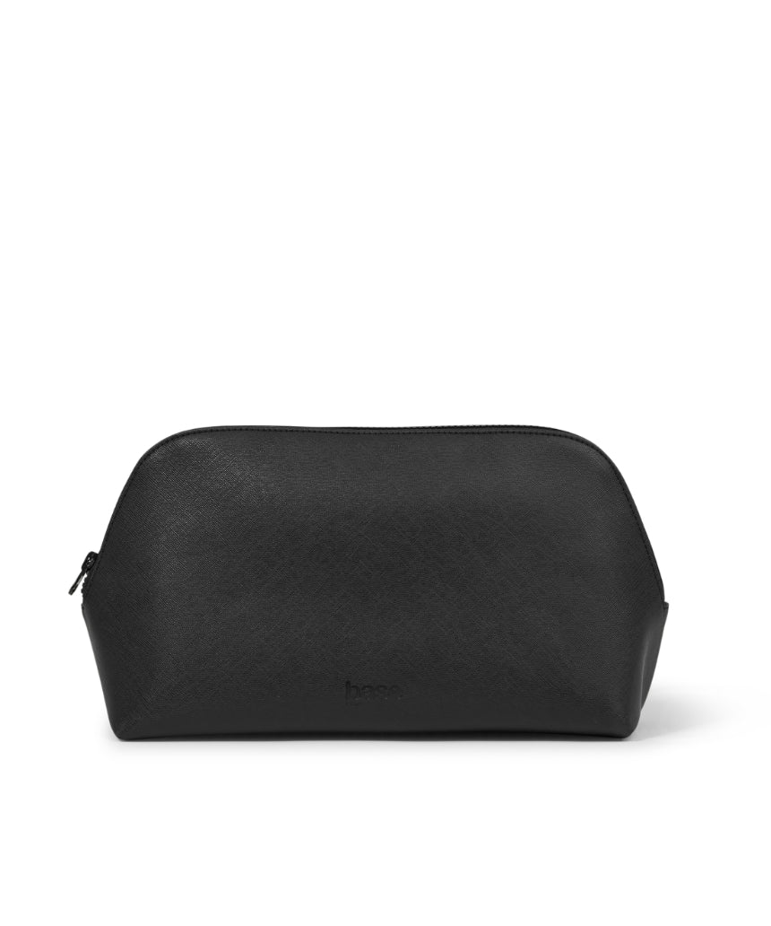 Large black cosmetic case by Base with a sturdy exterior and spacious interior for makeup and beauty essentials.