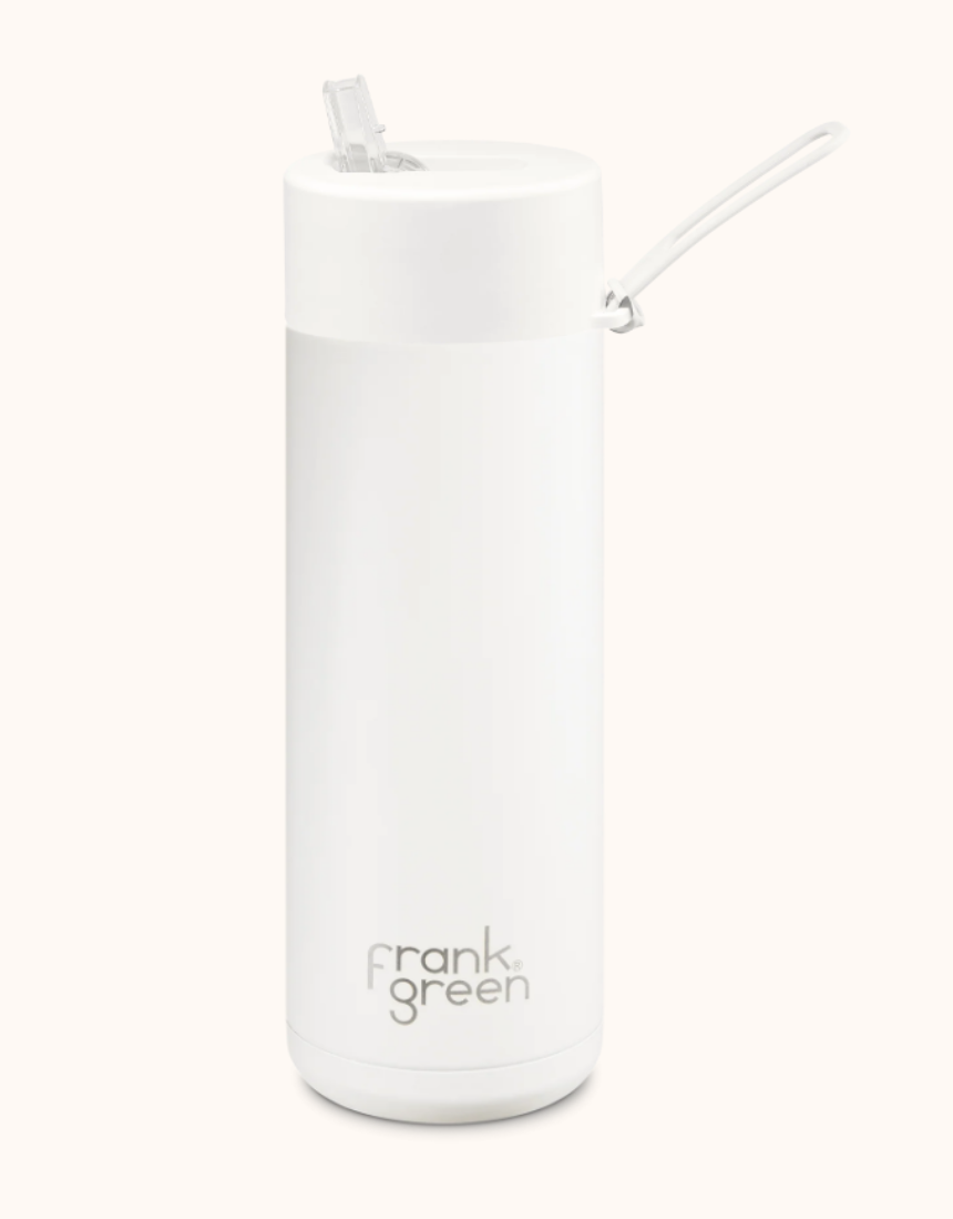 Frank Green Cloud 595ml bottle, sleek drinkwear with a modern design, featuring a secure lid and durable construction.