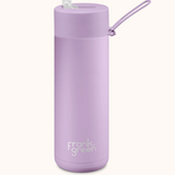Frank Green Lilac Haze 595ml drinkwear bottle with a sleek purple design and secure lid for beverages.