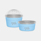 Frank Green stainless steel to-go bowls in sky blue, duo pack food containers for lunch or snacks.