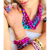 Mosk Melbourne The Met Chai bracelet featuring bold glam rock design with layered metal chains and intricate detailing.