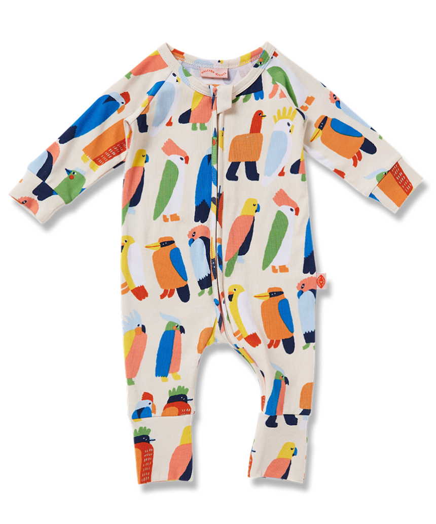 Halcyon Nights - Flamin' Galahs Long Sleeve Zip Suit, baby, Halcyon Nights - Say It Sister