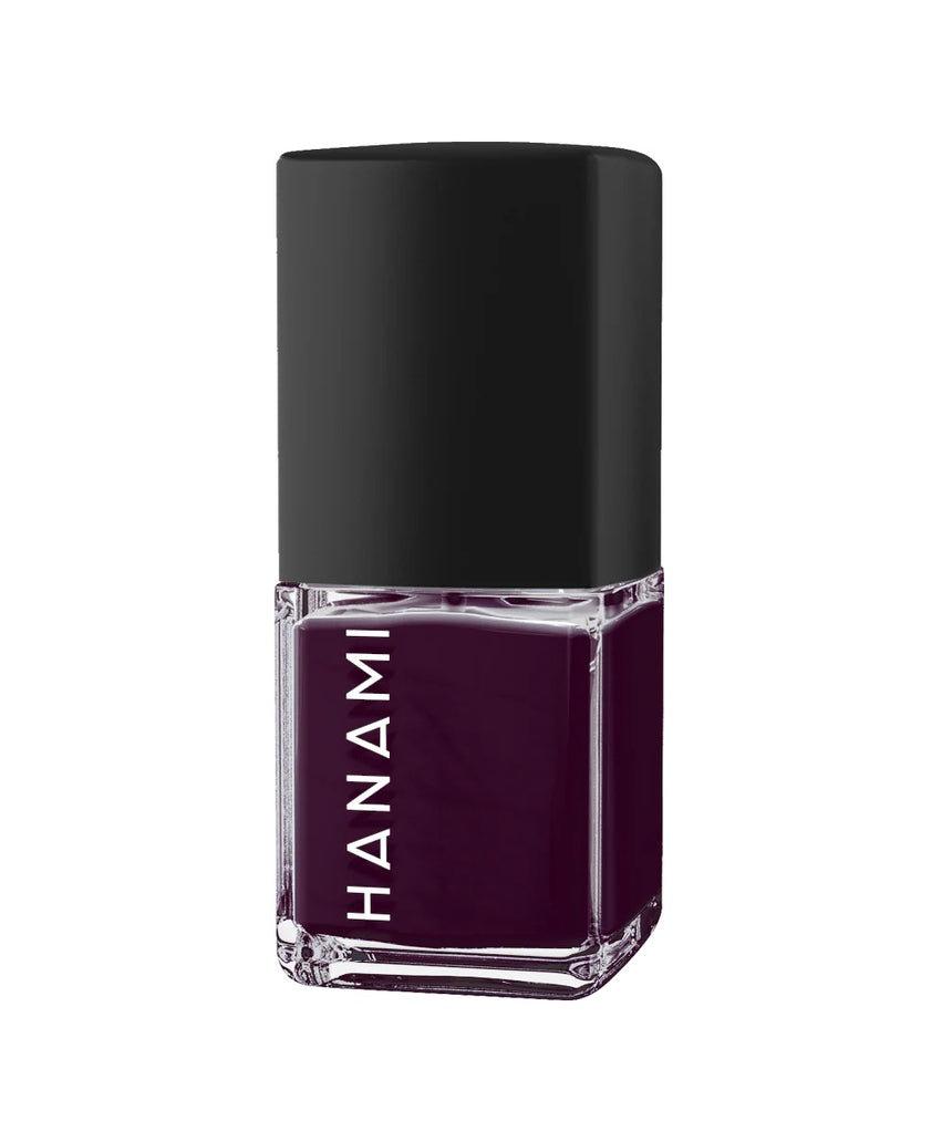 Hanami Cosmetics Sherry nail polish bottle with the nail polish color visible, showcasing a sleek design and vibrant hue.