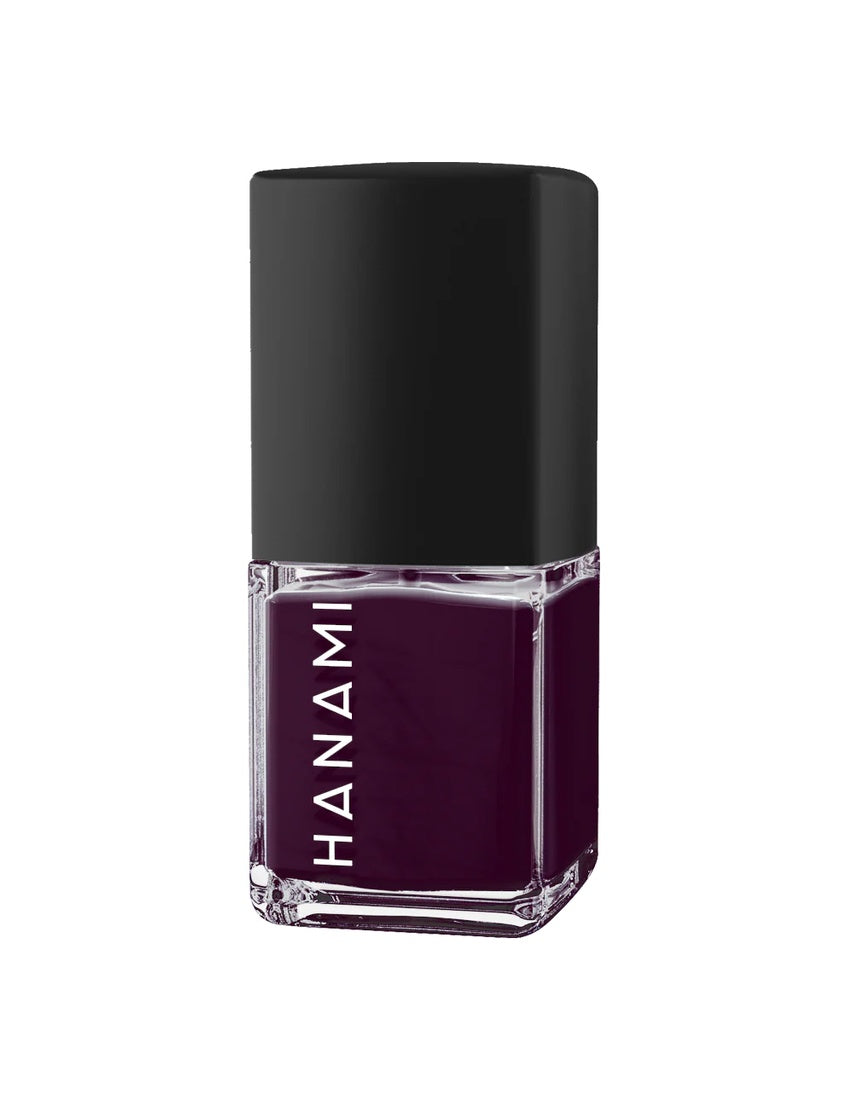 Hanami Cosmetics Sherry nail polish bottle with the nail polish color visible, showcasing a sleek design and vibrant hue.