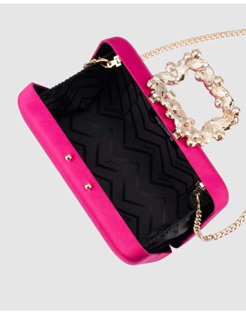 Olga Berg - Margalit Crystal Lock Clutch Fuchsia, bag, Olga Berg - Say It Sister