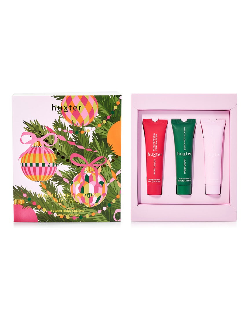 Huxter Adorned Christmas Hand Cream Trio gift box with three 35ml creams