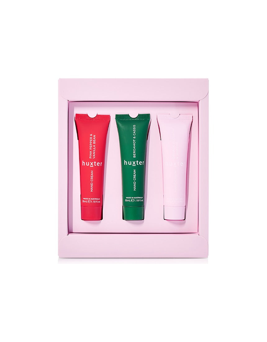 Three Huxter 35ml hand creams from the Adorned Christmas set