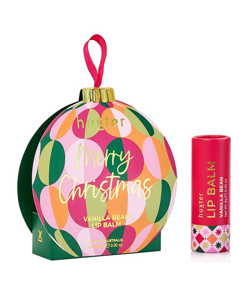 Huxter Adorned Christmas Hanging Lip Balm in green, featuring festive holiday design, perfect for gift or seasonal use.